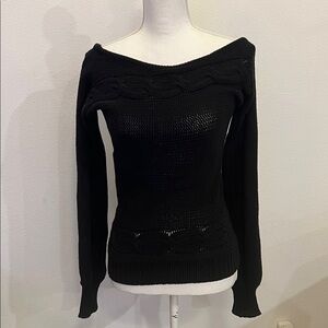 Mango Black Off-the-Shoulder Cable Knit Sweater size S
